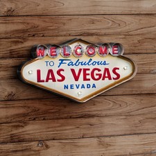 Blechschild Welcome Las Vegas LED Beleuchtung / Fernbedienung   geprägt Las V...