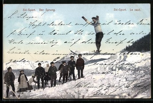 Ansichtskarte skifahrer beim - ansichtskarte,
