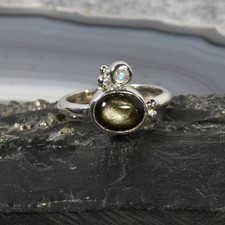 Gold Obsidian Ring, 925er
