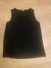 Sara Lindholm Lässiges Weites Shirt Oberteil Top 42 Schwarz Ärmellos V-neck