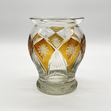 Antike Glas Vase • Böhmen • Überfangglas • Kristallglas • Bernsteinfarben