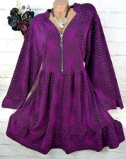 Tunika Bluse Kleid Top Lagenlook Shirt Longshirt 2W Paris Lila Schwarz  4) 46 48