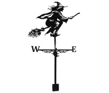 Dyna-Living Wetterhexe Hexe Wind Fahne Windfahne Windspiel Stahl schwarz