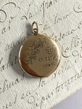 Selten antik WWI Medaillon Anhänger patriotisch Kriegsjahr 1914/15 Golddouble