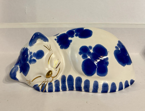 Keramikfigur katze liegend - katze,