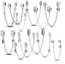 925 Silber Sicherheitskette mit Charm – für Pandora & mehr, versch. Modelle