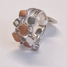 925 echt Silber Ring rosegold bicolor eckig Bandring Damen Fingerring