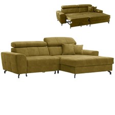 Ecksofa - okra - Samt - mit