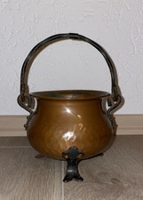 Vintage Hexenkessel Dreibein Kupferkessel Topf Hammerschlag Henkel Schmiedeeisen