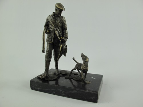 Bronze statue jäger mit - mit, hund