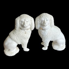 2 Pudelfiguren Porzellan Weiß