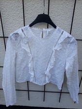 Rüschenbluse Stickerei Spitze weiß Größe 40 fällt klein aus