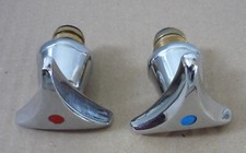 Ventileinsatz, kpl. Oberteil 3-Stern Griff, Messing verchromt, 2 StRot+Blau, Neu