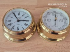 Set Schiffsuhr und Barometer Messing Marke Jerger 12,5 cm