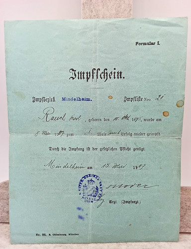 Impfschein mindelheim 1907 - mindelheim,
