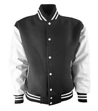 Herren Baseball College Jacke Sweat Jacke Leder Schwarz-Weiß XS - 6 XL