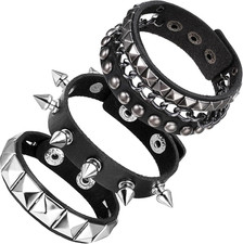 3 Stück Unisex Punk Besetztes Armband Nietenarmband Gothic