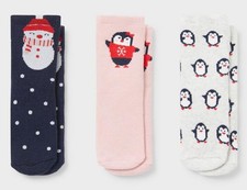 Baby ABS Anti Rutsch Socken Gummierte Stopper 3 Paar Weihnachtssocken NEU