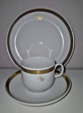DDR Kaffee-Geschirr Palast der Republik Porzellan Unter-Tasse Kuchenteller Gold