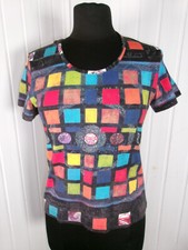 Top T-Shirt schwarz kariert mehrfarbig ABENTEUER DER LEINWAND 42 Kurzarm