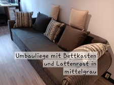 Moderne Schlafcouch  aus RATTAN in Mittelgrau 