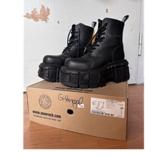 New Rock Stiefel Leder schwarz