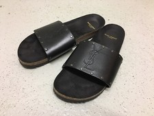 Yves Saint Laurent YSL, Slipper, Hausschuh, Sandalen, Gr. 41, schwarz, Leder