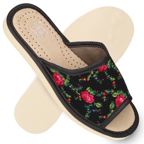 Damen leder hausschuhe rosen - damen,