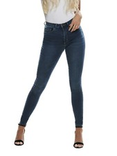 Only Damen Skinny-Jeans Hose High Waist mit hohem Bund dunkel-blau XS S M L XL
