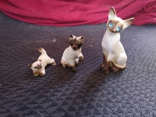 3 kleine Siam-Katzenfiguren  aus Sammlungsauflösung für Setzkasten