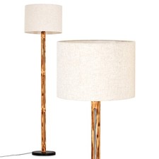 HOFSTEIN Schiavonea Stehlampe Holz/Metall und Schirm Stoff Esszimmer Stehleuchte