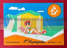 DDR Reklame Prospekt VEB Nordland Schwerin 1965 Steilwandzelt Olympia   ( F22974