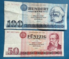 DDR 100 Mark Schein +  50 Mark Schein 1975/1971 ORIGINAL /P25.10/2