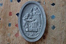 Wandbild Deko Wandrelief Vintage plastisches Wandbild oval Metall Aluminium Guss