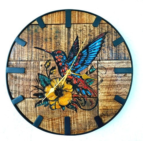 Wanduhr kolibri aus epoxidharz - kolibri,