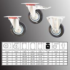 Set Transportrollen, Lenkrolle m. Bremse, Lenkrolle, Bockrolle, Schwerlastrollen