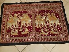 Wandteppich Thailand, bestickt, Perlen/Steine/Pailletten, Elefanten/Tänzerinnen