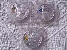 3 Münzen China 10 Yuan 2008 Olympiade Peking, je  1 OZ Silber 999 Proof