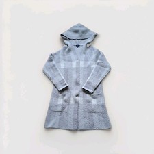 Tom Tailor Damen Strickmantel Gr. M 38 Kariert Grau, Kapuze 