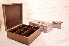 *3 Schöne Kästchen / Nähkästchen / Taschentuchspender / verzierte Nähzeug-Kasten