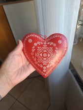 Blechherz Rot Bemahlt Zum Hängen Dekoration Metallherz