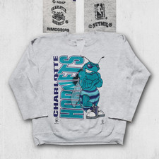Vintage 90s Charlotte Hornets Sweatshirt XL NBA Nutmeg Mills Distressed