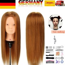Salon 22" 70% Echthaar Übungskopf Trainingskopf Styling Friseurkopf Tischklemme