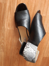 Geox Pumps Peep Toes Ballerinas Leder Gr.39,5 Schwarz Weiß Schlange Optik Neu