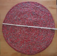 Handgemacht (von mir) Amish Knoten Teppich 87cm Baumwolle Rot mit Blau und Grün