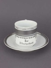 Zur Silber-Hochzeit Porzellan Kaffeegedeck 2-teilig um 1910