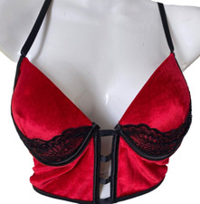 erotischer *-*Samt* BH Longline Corsage Dessous Lingerie 40/42 -C rot NEU