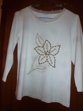 Designer Top KARA MAKAN champagner Gr. S sehr ausgefallen Nieten Gaze Stickerei