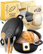 KRUSTENZAUBER Gusseisen Topf Brot Backen im XXL Set - Brotbacktopf Set