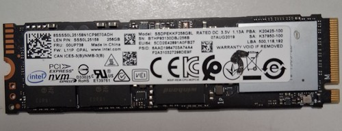 Intel 256 pcie nvme ssd - intel, pcie-nvme